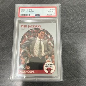 PHIL JACKSON - 1990 HOOPS #308 CHICAGO BULLS HOF PSA 10 GEM MINT